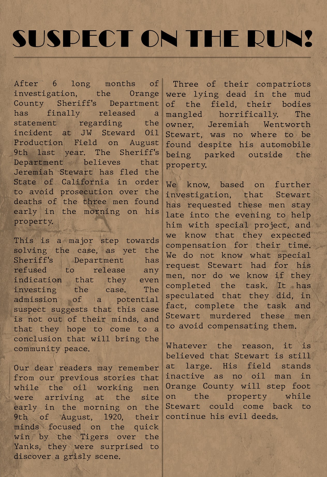 February 1921 News clipping
